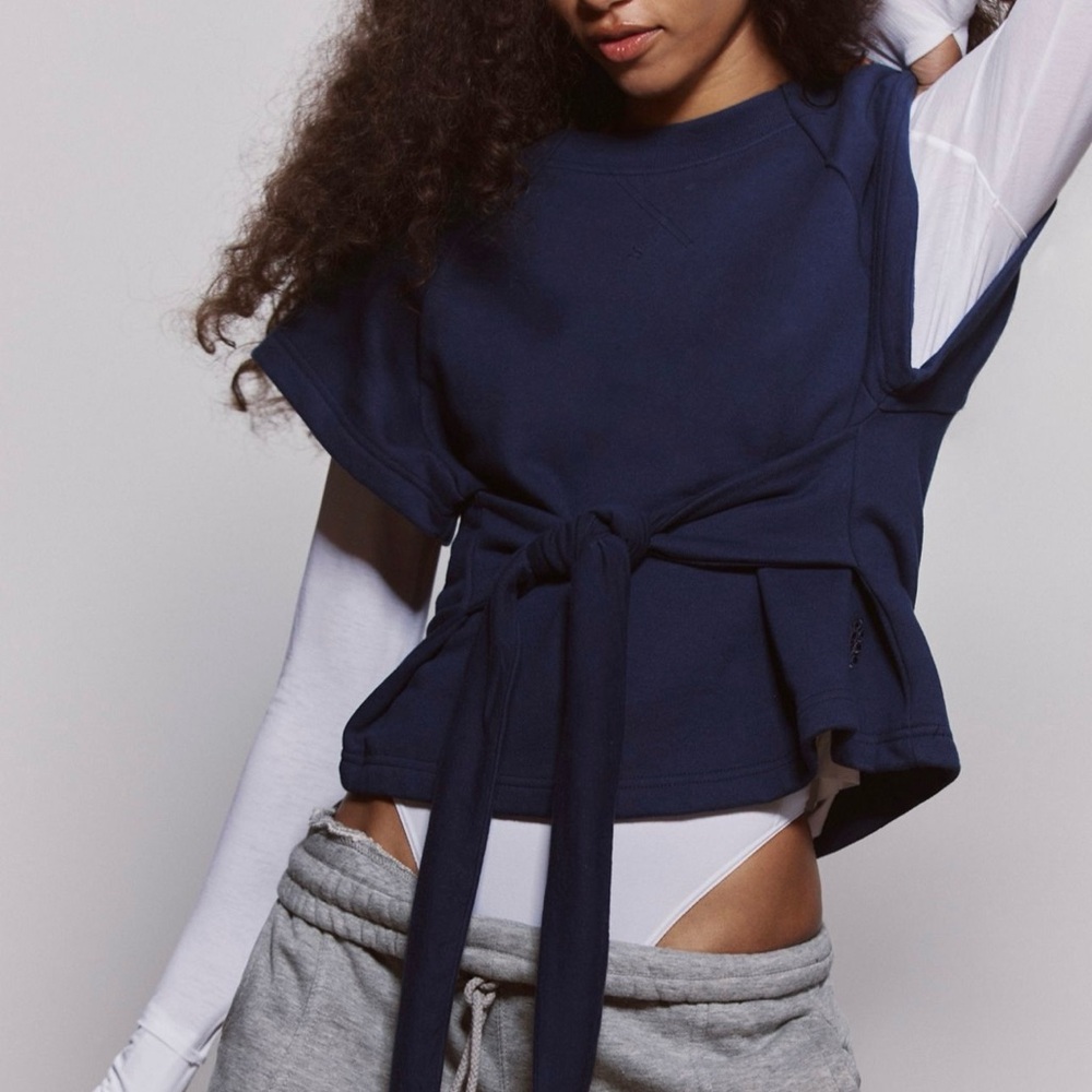 NWT Free People For The Win Tee Color Midnight Navy - Size X-Small